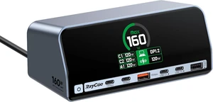 RayCue Docking Station, 13-Port with 160W Max Output, USB C Laptop Charging Station with 2.26" LCD Smart Display,10Gbps USB A/C Ports, Ethernet Ports, Dual 4K Displays for Dell, HP, Lenovo and More RayCue Docking Station, 13-Port with 160W Max Output, USB C Laptop Charging Station with 2.26" LCD Smart Display,10Gbps USB A/C Ports, Ethernet Ports, Dual 4K Displays for Dell, HP, Lenovo and More