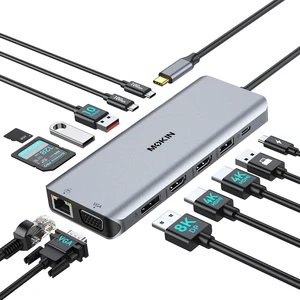 USB C Docking Station 4 Monitors 13 in 1, Dual HDMI+8K DP+VGA, 10Gbps, 100W PD, 6 USB C/A Ports, Ethernet, SD/TF, MOKiN Laptop Docking Station for MacBook/Dell/HP/Surface USB C Docking Station 4 Monitors 13 in 1, Dual HDMI+8K DP+VGA, 10Gbps, 100W PD, 6 USB C/A Ports, Ethernet, SD/TF, MOKiN Laptop Docking Station for MacBook/Dell/HP/Surface
