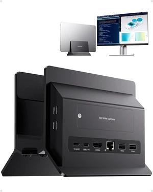 PULWTOP MacBook Pro Air Docking Station, Vertical USB C Laptop Docking Station with M.2 SSD Slot, HDMI 4K@60Hz, 4 USB A/C Max 10Gbps, Ethernet, SD/TF, PD Dock for MacBook/USB-C Win Laptops - Black PULWTOP MacBook Pro Air Docking Station, Vertical USB C Laptop Docking Station with M.2 SSD Slot, HDMI 4K@60Hz, 4 USB A/C Max 10Gbps, Ethernet, SD/TF, PD Dock for MacBook/USB-C Win Laptops - Black