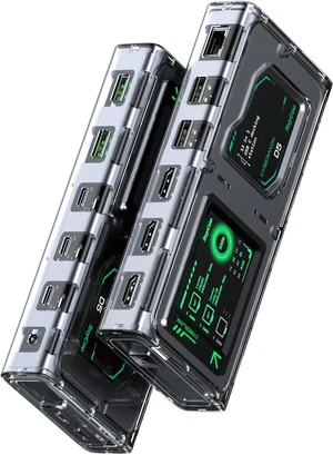 RayCue CyberAxon D5 13-in-1 Multifunctional Stream Control Dock - USB C Docking Station with 2.4" Touchscreen, 3X HDMI (4K@60Hz), 100W PD, 10Gbps USB-C, Ethernet, for Mac/Windows/iPad RayCue CyberAxon D5 13-in-1 Multifunctional Stream Control Dock - USB C Docking Station with 2.4" Touchscreen, 3X HDMI (4K@60Hz), 100W PD, 10Gbps USB-C, Ethernet, for Mac/Windows/iPad