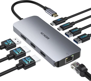 USB C Docking Station 3 Monitors, MOKiN USB C Docking Station with 2 HDMI, 4K DisplayPort, 1Gbps Ethernet, 100W PD Charging, 3 USB A/C 3.0, Multiport Adapter for Dell/HP/Lenovo/Surface USB C Docking Station 3 Monitors, MOKiN USB C Docking Station with 2 HDMI, 4K DisplayPort, 1Gbps Ethernet, 100W PD Charging, 3 USB A/C 3.0, Multiport Adapter for Dell/HP/Lenovo/Surface