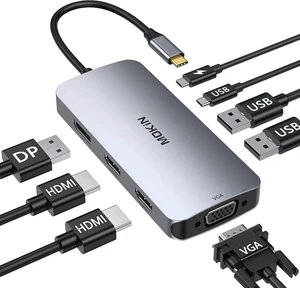 MOKiN USB C Laptop Docking Station Dual Monitor 3 Monitors 2 HDMI DisplayPort VGA 3 USB 2.0 PD for Dell/HP/Lenovo/Microsoft MOKiN USB C Laptop Docking Station Dual Monitor 3 Monitors 2 HDMI DisplayPort VGA 3 USB 2.0 PD for Dell/HP/Lenovo/Microsoft