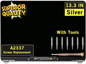 Screen Replacement for MacBook Air A2337 M1 2020 Year EMC 3598 Retina Display LCD Screen Full Assembly Complete Top Assembly 13.3" 2560x1600 (Silver) Screen Replacement for MacBook Air A2337 M1 2020 Year EMC 3598 Retina Display LCD Screen Full Assembly Complete Top Assembly 13.3" 2560x1600 (Silver)