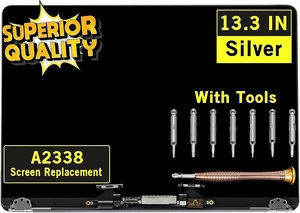 Screen Replacement for MacBook Pro A2338 M1 2020 EMC 3578 Retina LCD Display Screen Full Assembly 2560x1600 (Silver) Screen Replacement for MacBook Pro A2338 M1 2020 EMC 3578 Retina LCD Display Screen Full Assembly 2560x1600 (Silver)