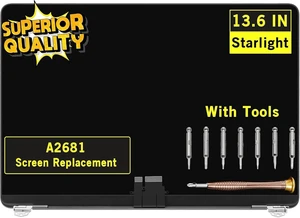 Screen Replacement for MacBook Air M2 2022 A2681 EMC 4074 Display LCD Screen Full Assembly Complete Top Assembly 13.6" 2560x1664 (Starlight) Screen Replacement for MacBook Air M2 2022 A2681 EMC 4074 Display LCD Screen Full Assembly Complete Top Assembly 13.6" 2560x1664 (Starlight)