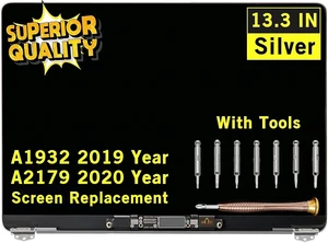 Screen Replacement for MacBook Air Retina A1932 2019 Year / A2179 2020 Year EMC 3302 EMC 3184 MVFH2 MVFJ2 MWTJ2 MWH22 LCD Display Screen Full Assembly (Silver) Screen Replacement for MacBook Air Retina A1932 2019 Year / A2179 2020 Year EMC 3302 EMC 3184 MVFH2 MVFJ2 MWTJ2 MWH22 LCD Display Screen Full Assembly (Silver)