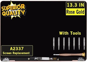Screen Replacement for MacBook Air A2337 M1 2020 Year EMC 3598 MGN63 MGN93 MGND3 MGN73 MGNA3 MGNE3 Retina 13.3" Full LCD Display Screen Complete Top Assembly 2560x1600 (Rose Gold) Screen Replacement for MacBook Air A2337 M1 2020 Year EMC 3598 MGN63 MGN93 MGND3 MGN73 MGNA3 MGNE3 Retina 13.3" Full LCD Display Screen Complete Top Assembly 2560x1600 (Rose Gold)