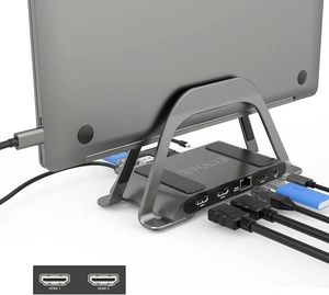 Evolve USB Docking Station w/Laptop Stand 4K Dual Monitor Display w/2 HDMI Ports, MacBook Pro & Air, Portable Screen Connection 100mbps Ethernet, USB 3.0, Aux, TF & SD Card Slots, Space Grey Evolve USB Docking Station w/Laptop Stand 4K Dual Monitor Display w/2 HDMI Ports, MacBook Pro & Air, Portable Screen Connection 100mbps Ethernet, USB 3.0, Aux, TF & SD Card Slots, Space Grey