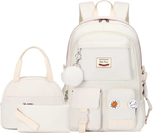 School Backpack for Girls Backpack with Lunch Box Teen Girl Backpack Set Cute School Bag Bookbag for Teen Girls (White) School Backpack for Girls Backpack with Lunch Box Teen Girl Backpack Set Cute School Bag Bookbag for Teen Girls (White)