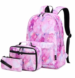 Backpack for Teen Girls School Gift Bookbag Lunch Box Pencil Bag 3 in 1 Set (Marble powder) Backpack for Teen Girls School Gift Bookbag Lunch Box Pencil Bag 3 in 1 Set (Marble powder)