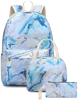 Teen Girls School Backpack Kids Bookbag Set with Lunch Box Pencil Case Travel Laptop Backpack Casual Daypacks (Blue-white) Teen Girls School Backpack Kids Bookbag Set with Lunch Box Pencil Case Travel Laptop Backpack Casual Daypacks (Blue-white)