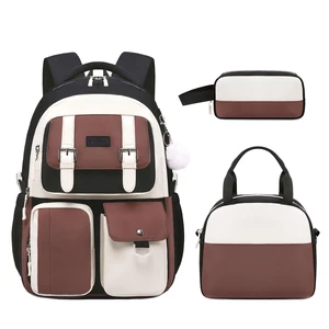 Backpack for Girls, School Backpacks for Teen Girls with Lunch Box | 3 PCS Kids Backpack with Pencil Case for Elementary Middle High School College Bookbag Schoolbag Travel Daypack, Beige Brown Backpack for Girls, School Backpacks for Teen Girls with Lunch Box | 3 PCS Kids Backpack with Pencil Case for Elementary Middle High School College Bookbag Schoolbag Travel Daypack, Beige Brown