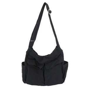Canvas Messenger Bag Large Hobo Bag Crossbody Shoulder Bag Tote Bag with Pocket for Women and Men (Black) Canvas Messenger Bag Large Hobo Bag Crossbody Shoulder Bag Tote Bag with Pocket for Women and Men (Black)