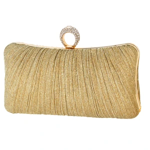 Clutch Purse Pleated Evening Bag for Bridal Wedding Party with Rhinestone Ring Clutch Purse Pleated Evening Bag for Bridal Wedding Party with Rhinestone Ring
