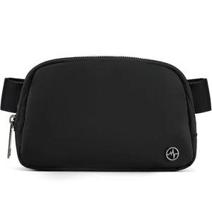 Crossbody Belt Bag for Women and Men, Travel and Everyday Use, Black | Nylon belt bag with three mesh pockets, wide zipper opening and adjustable strap for crossbody or waist wear Crossbody Belt Bag for Women and Men, Travel and Everyday Use, Black | Nylon belt bag with three mesh pockets, wide zipper opening and adjustable strap for crossbody or waist wear