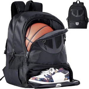Bag Backpack for Men Women with Ball & Shoes Compartment 30L Capacity Lightweight Breathable Boys Girls Soccer Ball Bag Backpack Fit Volleyball Football Sports Travel School Gym Black Bag Backpack for Men Women with Ball & Shoes Compartment 30L Capacity Lightweight Breathable Boys Girls Soccer Ball Bag Backpack Fit Volleyball Football Sports Travel School Gym Black