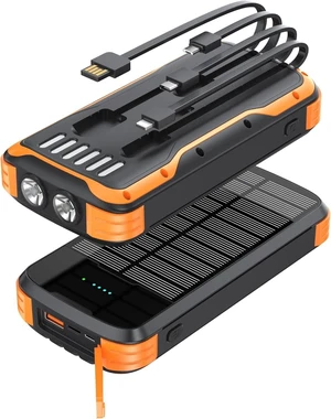 Core Tech 40000mAh Solar Power Bank, 20W USB-C PD Fast Charging, Built-in Cables and Flashlight, Black Core Tech 40000mAh Solar Power Bank, 20W USB-C PD Fast Charging, Built-in Cables and Flashlight, Black