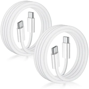 Core Tech USB-C to USB-C Woven Charging Cable 2-Pack, 3 ft Each, 60W PD Fast Charging, White Core Tech USB-C to USB-C Woven Charging Cable 2-Pack, 3 ft Each, 60W PD Fast Charging, White