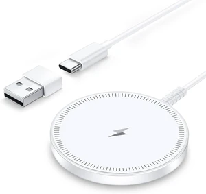 Core Tech Magnetic Wireless Charger 1-Pack, 3.96ft USB-C Cable with USB-A Adapter, Charging Pad for Compatible iPhone 12-17 and AirPods Cases, White Core Tech Magnetic Wireless Charger 1-Pack, 3.96ft USB-C Cable with USB-A Adapter, Charging Pad for Compatible iPhone 12-17 and AirPods Cases, White