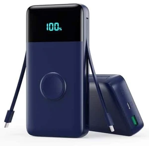 Core Tech - 40800mAh 25W Fast-Charge Power Bank with Built-In Cables and LED Display - Blue Core Tech - 40800mAh 25W Fast-Charge Power Bank with Built-In Cables and LED Display - Blue