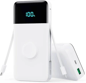 Core Tech - 40800mAh 25W Fast-Charge Power Bank with Built-In Cables and LED Display - White Core Tech - 40800mAh 25W Fast-Charge Power Bank with Built-In Cables and LED Display - White