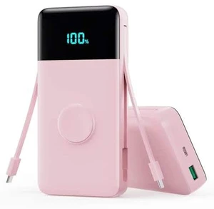 Core Tech - 40800mAh 25W Fast-Charge Power Bank with Built-In Cables and LED Display - Rose Pink Core Tech - 40800mAh 25W Fast-Charge Power Bank with Built-In Cables and LED Display - Rose Pink