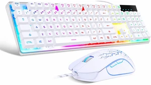 Core Tech - 104-Key Wired Membrane Gaming Keyboard and Optical Mouse Combo with RGB Lighting - White Core Tech - 104-Key Wired Membrane Gaming Keyboard and Optical Mouse Combo with RGB Lighting - White