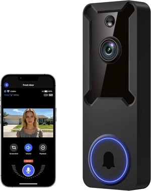Core Tech 1080p Wireless Video Doorbell Camera, 2.4GHz Wi-Fi, AI Human Detection, Two-Way Audio, IR Night Vision, Rechargeable Battery, Black Core Tech 1080p Wireless Video Doorbell Camera, 2.4GHz Wi-Fi, AI Human Detection, Two-Way Audio, IR Night Vision, Rechargeable Battery, Black