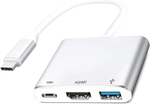 Core Tech USB-C to HDMI 3-in-1 Multiport Adapter, 4K 30Hz, USB 3.0, USB-C PD Charging for iPhone, iPad, MacBook, Silver Core Tech USB-C to HDMI 3-in-1 Multiport Adapter, 4K 30Hz, USB 3.0, USB-C PD Charging for iPhone, iPad, MacBook, Silver