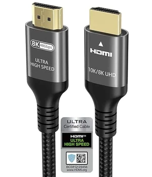 CORE TECH HDMI 2.1 Cable 6.6 ft (2m), 48Gbps, 8K 60Hz, 4K 120Hz, HDR10, eARC, Braided Male-to-Male for PS5, Xbox Series X and TVs, Gray/Black CORE TECH HDMI 2.1 Cable 6.6 ft (2m), 48Gbps, 8K 60Hz, 4K 120Hz, HDR10, eARC, Braided Male-to-Male for PS5, Xbox Series X and TVs, Gray/Black