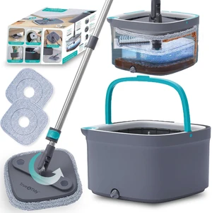 True & Tidy True Clean Spin Mop & Bucket System Dual Compartment Design for Clean & Dirty Water, 360° Swivel Mop Head, Built-in Scrubbing Brush, Stainless Steel Handle & 2 Reusable Microfiber Pads True & Tidy True Clean Spin Mop & Bucket System Dual Compartment Design for Clean & Dirty Water, 360° Swivel Mop Head, Built-in Scrubbing Brush, Stainless Steel Handle & 2 Reusable Microfiber Pads
