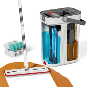 HoMettler 3-Tank Mop and Bucket Set with Separate Dirty & Clean Water, Flat Mop and Bucket System with Wringer, 65" Mops for Floor Cleaning, Safe for Hardwood, Vinyl, Tile, Walls - 4 Washable Pads HoMettler 3-Tank Mop and Bucket Set with Separate Dirty & Clean Water, Flat Mop and Bucket System with Wringer, 65" Mops for Floor Cleaning, Safe for Hardwood, Vinyl, Tile, Walls - 4 Washable Pads