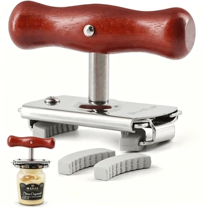 Jar Opener for Seniors with Weak Hands Adjustable Lid Remover Tool for Jars & Bottles Heavy Duty Stainless Steel with Wood Handle Jar Opener for Seniors with Weak Hands Adjustable Lid Remover Tool for Jars & Bottles Heavy Duty Stainless Steel with Wood Handle