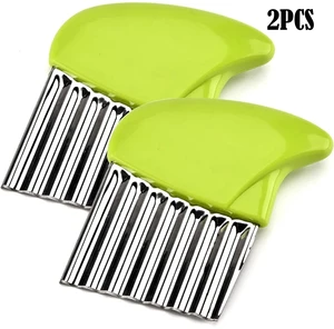 Stainless Steel Crinkle Cutter, Heavy Duty Wavy Vegetable Slicer with Wooden Handle for Potatoes, Carrots, Fruits & Veggies, Manual Handheld Food Chopper & Kitchen Cutting Tool (Green) Stainless Steel Crinkle Cutter, Heavy Duty Wavy Vegetable Slicer with Wooden Handle for Potatoes, Carrots, Fruits & Veggies, Manual Handheld Food Chopper & Kitchen Cutting Tool (Green)
