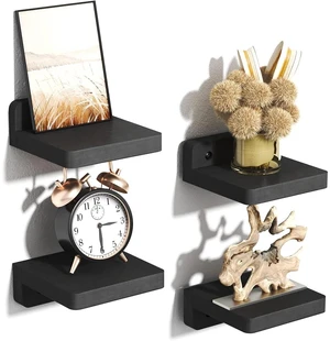 4Pack Small Floating Shelves for Wall, Wood Shelf 5 Inch Display Ledges Room Decor, Mini with 2 Types of Installation 4Pack Small Floating Shelves for Wall, Wood Shelf 5 Inch Display Ledges Room Decor, Mini with 2 Types of Installation