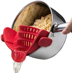 Pot Strainer and Pasta Strainer - Adjustable Silicone Clip On Strainer for Pots, Pans, and Bowls,Red Pot Strainer and Pasta Strainer - Adjustable Silicone Clip On Strainer for Pots, Pans, and Bowls,Red