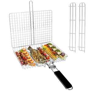 Portable Grill Basket, BBQ Grilling Basket for Outdoor Grill with Removable Handle, Stainless Steel Camping Cooking Grill Accessories for Chicken Fish Vegetable, Dad Gifts Portable Grill Basket, BBQ Grilling Basket for Outdoor Grill with Removable Handle, Stainless Steel Camping Cooking Grill Accessories for Chicken Fish Vegetable, Dad Gifts