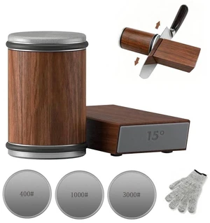Rolling Knife Sharpening Kit with Glove, 15°/20°Adjustable, Diamond Whetstone #3000/#1000/#400 Tumbler Sharpening Stone for Kitchen Knife Rolling Knife Sharpening Kit with Glove, 15°/20°Adjustable, Diamond Whetstone #3000/#1000/#400 Tumbler Sharpening Stone for Kitchen Knife