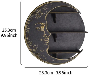 1PC, Ramadan () simple wooden circular moon decorative nail wall display rack, DIY assembled Floating Shelf/Shelves 1PC, Ramadan () simple wooden circular moon decorative nail wall display rack, DIY assembled Floating Shelf/Shelves