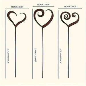 3pcs Rustic Iron Heart-Shaped Metal Flower Pot Decorative Stakes - Freestanding Outdoor Garden Decor for Balcony, Courtyard, Gra 3pcs Rustic Iron Heart-Shaped Metal Flower Pot Decorative Stakes - Freestanding Outdoor Garden Decor for Balcony, Courtyard, Gra