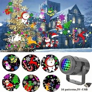 1pc Snowflake Christmas Laser Projector Light,16 patterns Waterproof Rotating Christmas LED Stage Lights Christmas Decoration 1pc Snowflake Christmas Laser Projector Light,16 patterns Waterproof Rotating Christmas LED Stage Lights Christmas Decoration