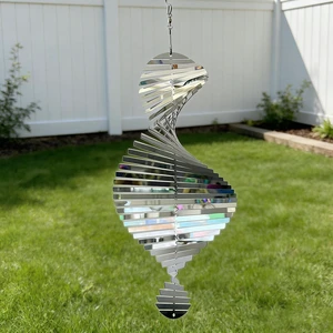 3D Metal Wind Spinner Stainless Steel Spiral Wind Chimes Hanging Sculpture Garden Outdoor Balcony Reflective Sun Catcher Decor 3D Metal Wind Spinner Stainless Steel Spiral Wind Chimes Hanging Sculpture Garden Outdoor Balcony Reflective Sun Catcher Decor