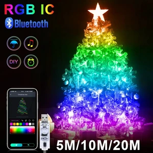 RGBIC LED String WS2812B Bluetooth USB Music Dream Color Light 5V Christmas Birthday Party Garland Decor Fairy Lights for Home RGBIC LED String WS2812B Bluetooth USB Music Dream Color Light 5V Christmas Birthday Party Garland Decor Fairy Lights for Home
