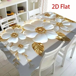 1pc White Gold Flower Pattern Tablecloth Luxury Modern Kitchen Decor,Aesthetically pleasing and durable 1pc White Gold Flower Pattern Tablecloth Luxury Modern Kitchen Decor,Aesthetically pleasing and durable