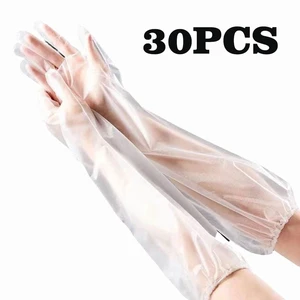 30PCS Disposable Arm Guard Gloves Kitchen Household Cleaning Waterproof Elastic Drawstring Lengthened CPE Long-Arm Gloves 30PCS Disposable Arm Guard Gloves Kitchen Household Cleaning Waterproof Elastic Drawstring Lengthened CPE Long-Arm Gloves