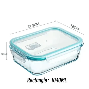 Glass lunch box food storage container, meal prep, airtight lunch box, microwave, oven, freezer and dishwasher safe Glass lunch box food storage container, meal prep, airtight lunch box, microwave, oven, freezer and dishwasher safe