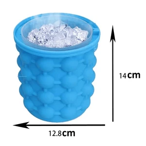 Ice Cube Mold Ice Tray Large Silicone Ice Bucket (2-In-1) Ice Cube Maker Circular Portable (Dark Blue) Suitable for Summer Ice Cube Mold Ice Tray Large Silicone Ice Bucket (2-In-1) Ice Cube Maker Circular Portable (Dark Blue) Suitable for Summer