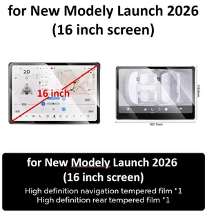 Tempered Glass Film Protector for New Tesla Model Y Juniper 2025 2026 Launch Model 3 Highland 2024 Front Rear Screen Protective Tempered Glass Film Protector for New Tesla Model Y Juniper 2025 2026 Launch Model 3 Highland 2024 Front Rear Screen Protective