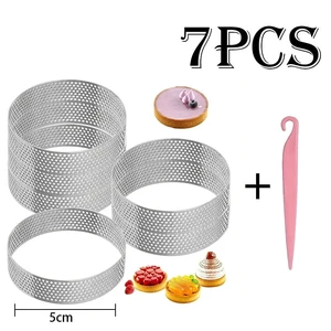 7PC Perforated Tart Ring Set for Baking Stainless Steel Round Cake Rings French Dessert mold Small Fruit Tart Rings Baking Molds 7PC Perforated Tart Ring Set for Baking Stainless Steel Round Cake Rings French Dessert mold Small Fruit Tart Rings Baking Molds