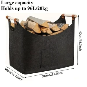 1pc Extra Large Foldable Felt Firewood Basket, Heavy Duty with Reinforced Handles - Multi-use Storage - Dark Grey 1pc Extra Large Foldable Felt Firewood Basket, Heavy Duty with Reinforced Handles - Multi-use Storage - Dark Grey